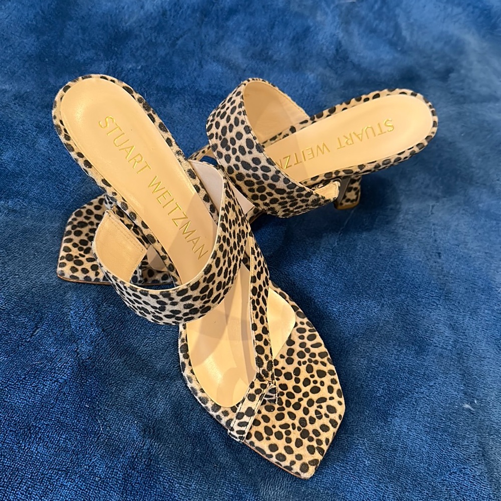 Stuart Weitzman Spotted Cat Print Mule Sandal